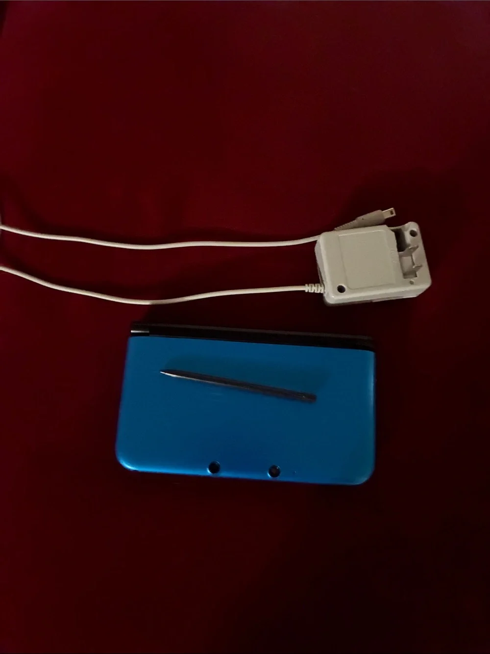 Nintendo Blue Handheld Console with Stylus and Charger
